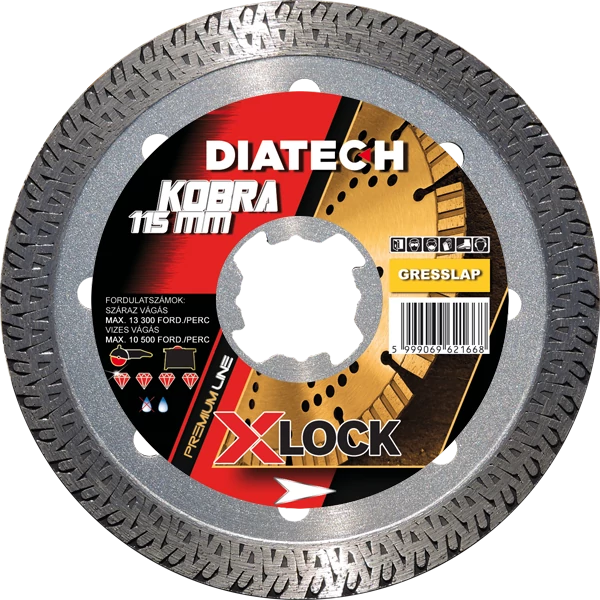 Diatech Kobra 115x22,2x10 mm gyémánt vágótárcsa