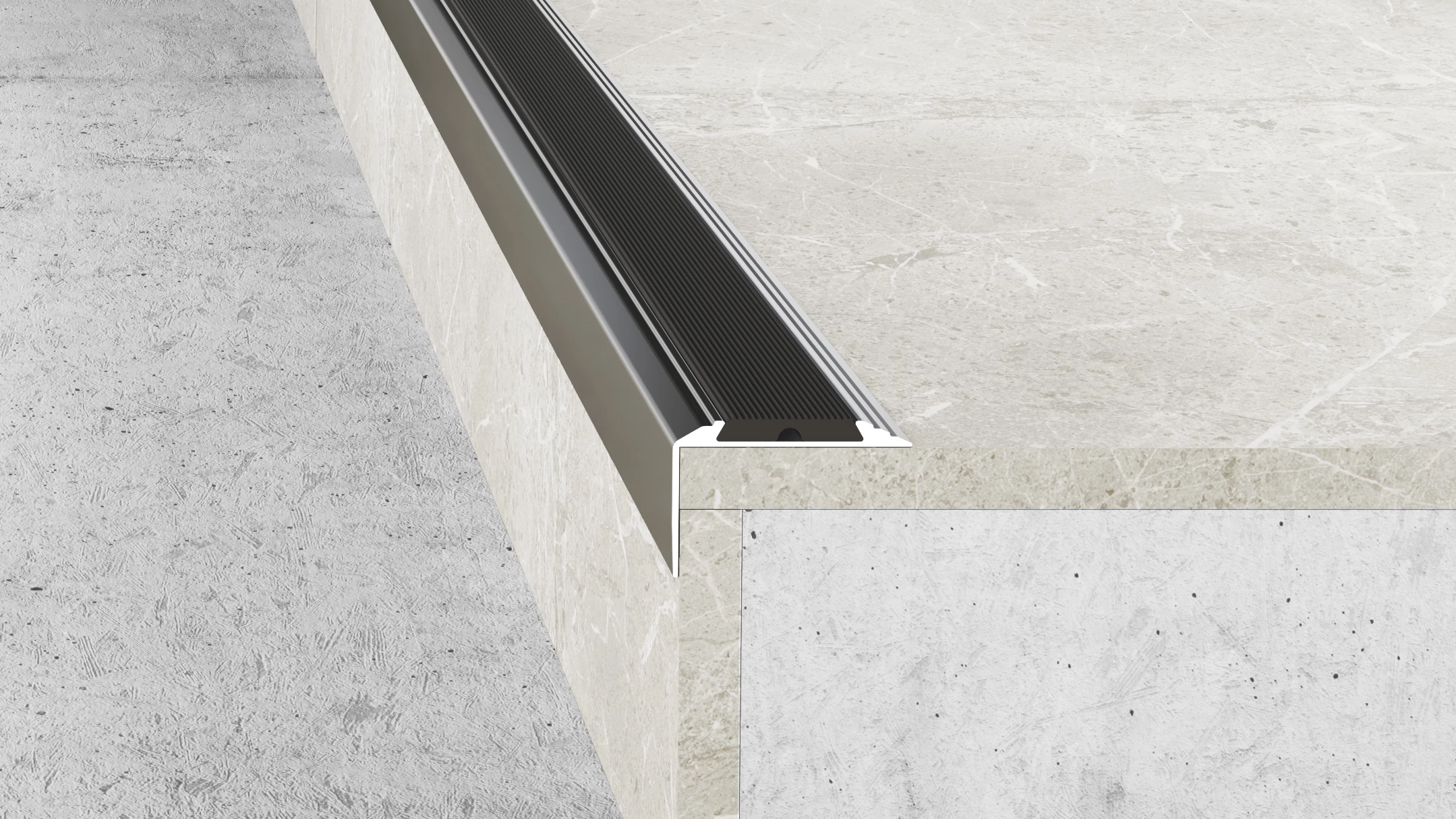 Alu lépcsőélvédő PVC betéttel 46x30mm